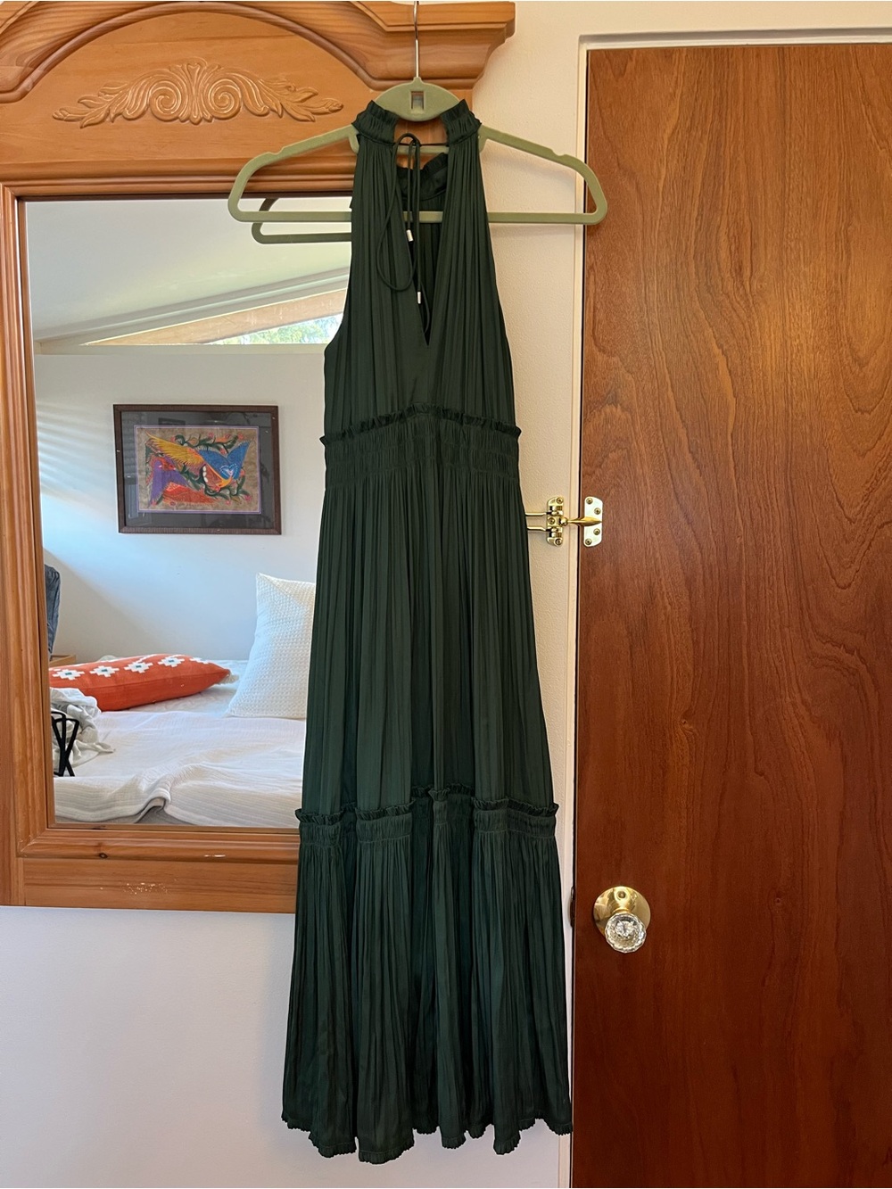 Anthropologie Forest Green Halter Dress